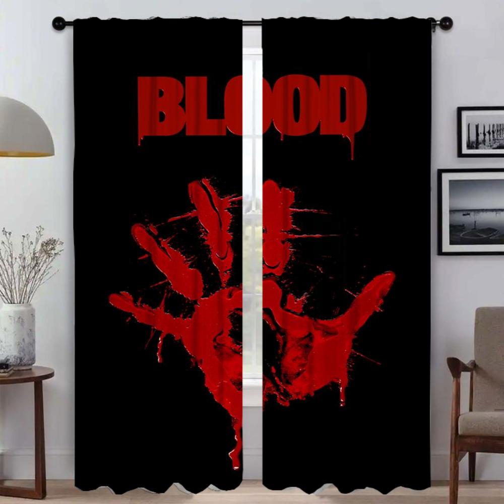 

Плотные шторы для комнаты, 2 панели, кровавые оттенки, противомоскитные шторы, тюль для спальни, перегородка, домашний интерьер, шторы для гостиной W50xH70cmx2pcs-CL