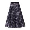 Qooth Autumn Brown Plaid Skirt for Women A-Line Maxi Length Slim Half Skirt QT2745