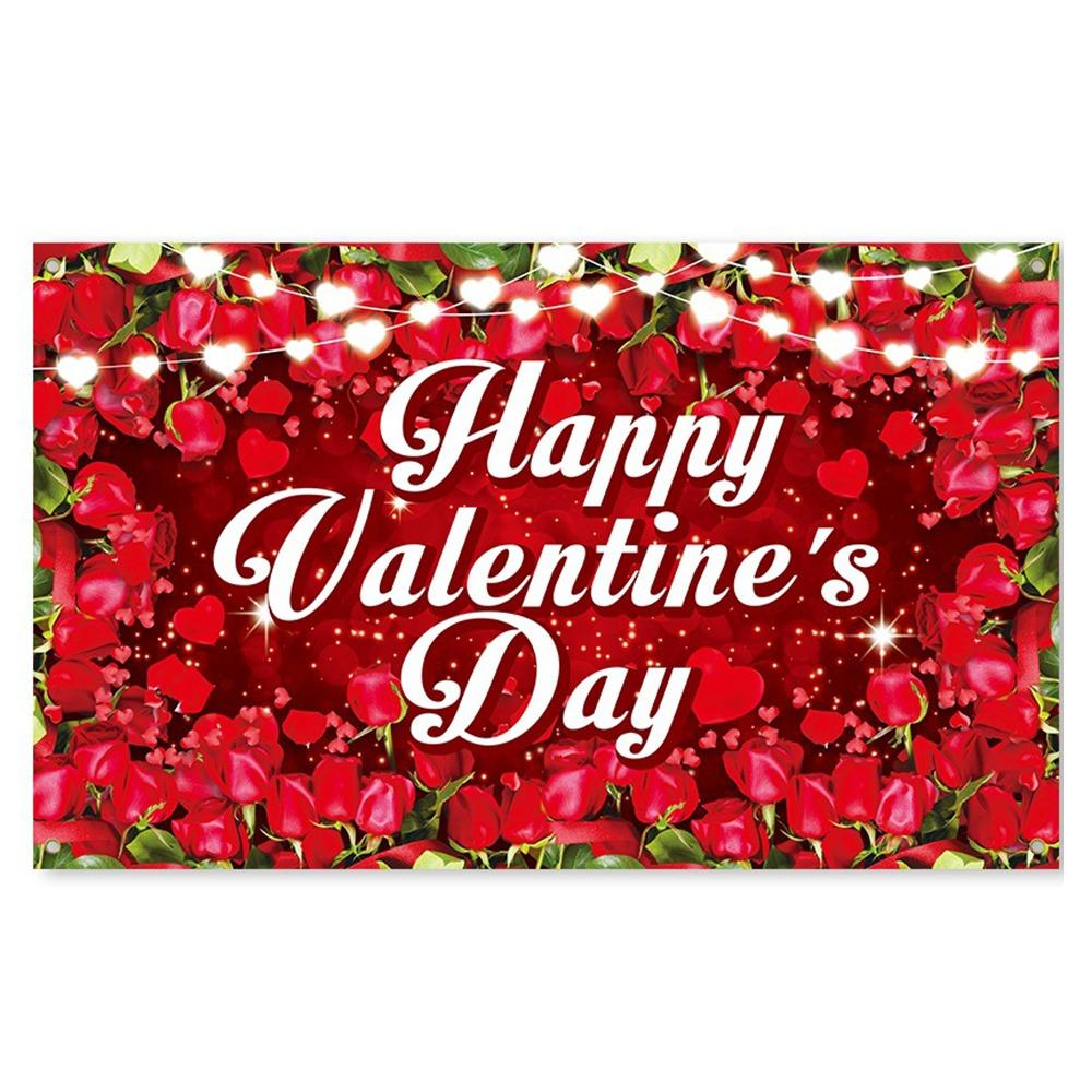 Red Valentine's Day Photography Backdrop Celebrate Happy Valentine's Day Banner  Home Party Decor