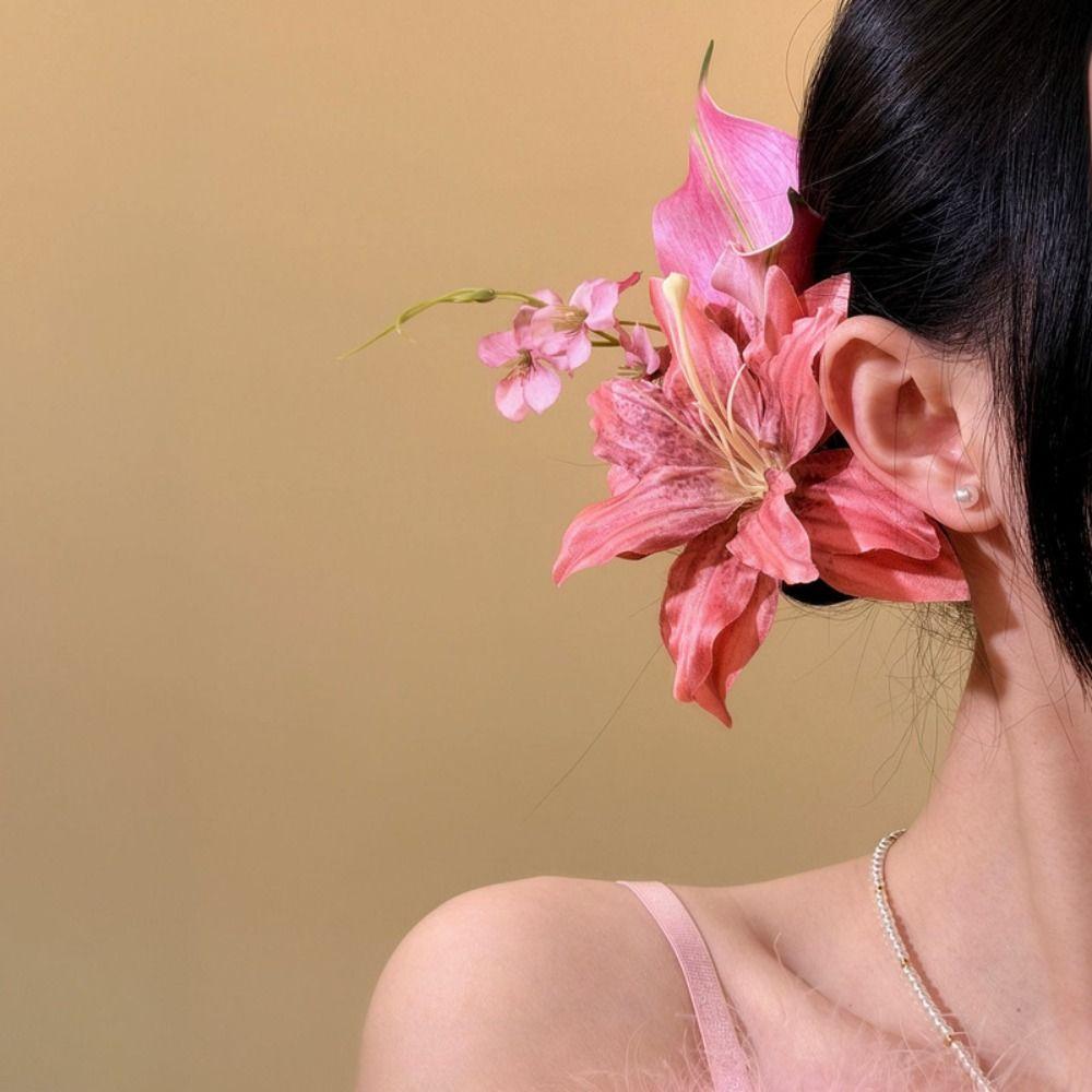 Elegant Pearl Flower Hairpin Colorful Ancient Style Hanfu Hair Accessories Headpieces Side Clip Chinese Style Hair Clip Girls