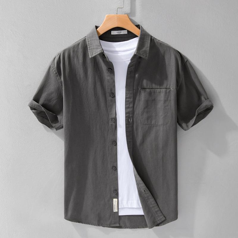 Men's Summer Short-Sleeve Cotton Shirt - Comfortable, Breathable, Business Casual