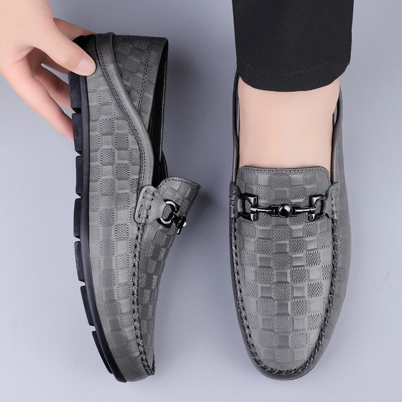 Scarpe Casual da Uomo alla Moda Slip-on Fatte a Mano in Vera Pelle Mocassini Comodi Scarpe da Guida Antiscivolo da Uomo per Esterno