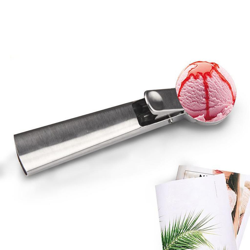 Stainless Steel Ice Cream Scoop with Easy Release Trigger Mechanism Durable Solid Handle for Consistent Scooping and Serving Kitchen Tool