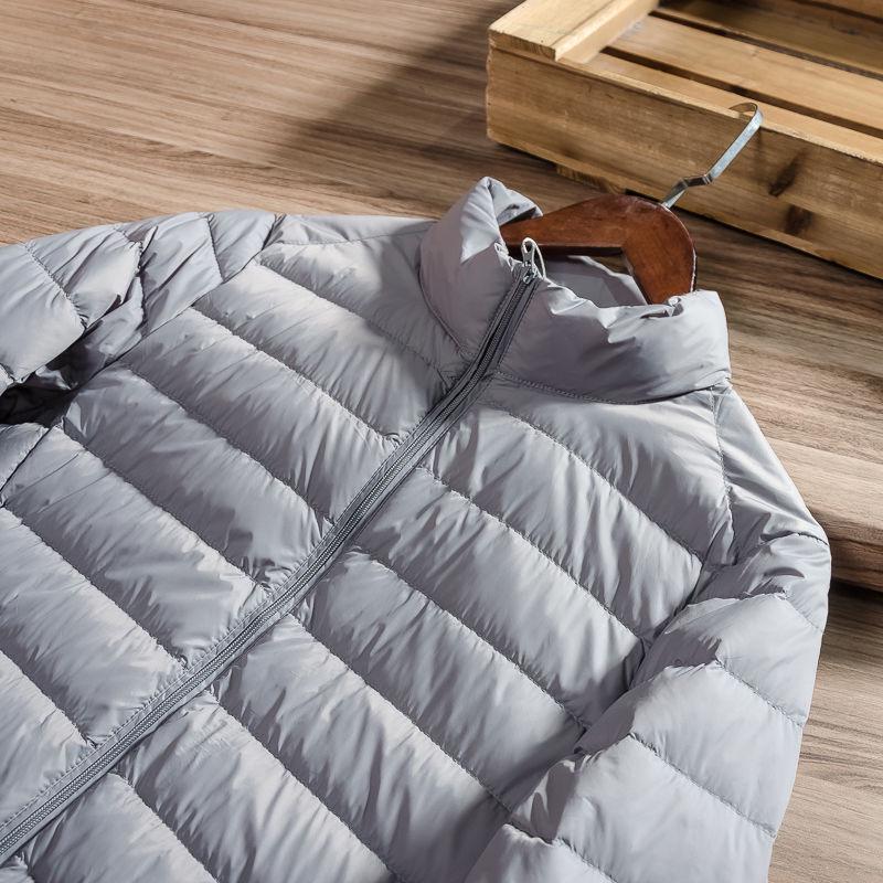 Men's Lightweight Stand-Up Collar Down Cotton Jacket - Solid Color, Warm, Versatile, Casual Winter Wear