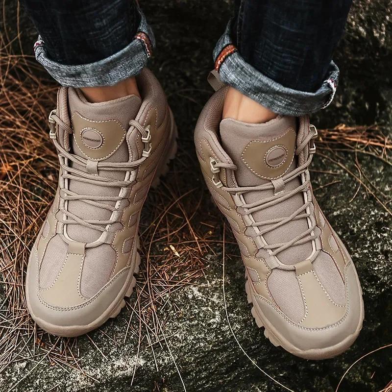 Herren Stiefeletten Outdoor Leder Jagd Trekking Taktische Stiefel Für Herren Arbeitsschuhe Schwarze Wanderschuhe Freizeit Reise Herrenschuhe