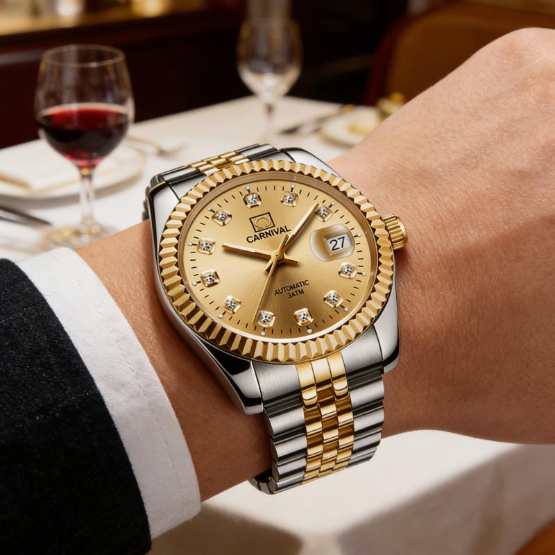 CARNIVAL Business Watch For Men Top Brand Luxury Seagull movement Mechanical Automatic Watches Fashion Waterproof Reloj Hombre
