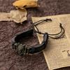 Bronze Jewelry Personalized Retro Wolf Head Leather Adjustable Bracelet Hand Rope