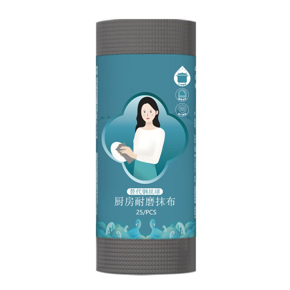 

1/3/5/10 рулонов одноразовые кухонные износостойкие тканевые альтернативы проволочной мочалке, многоразовая антипригарная масляная тряпка для мытья посуды 1 roll зелёный