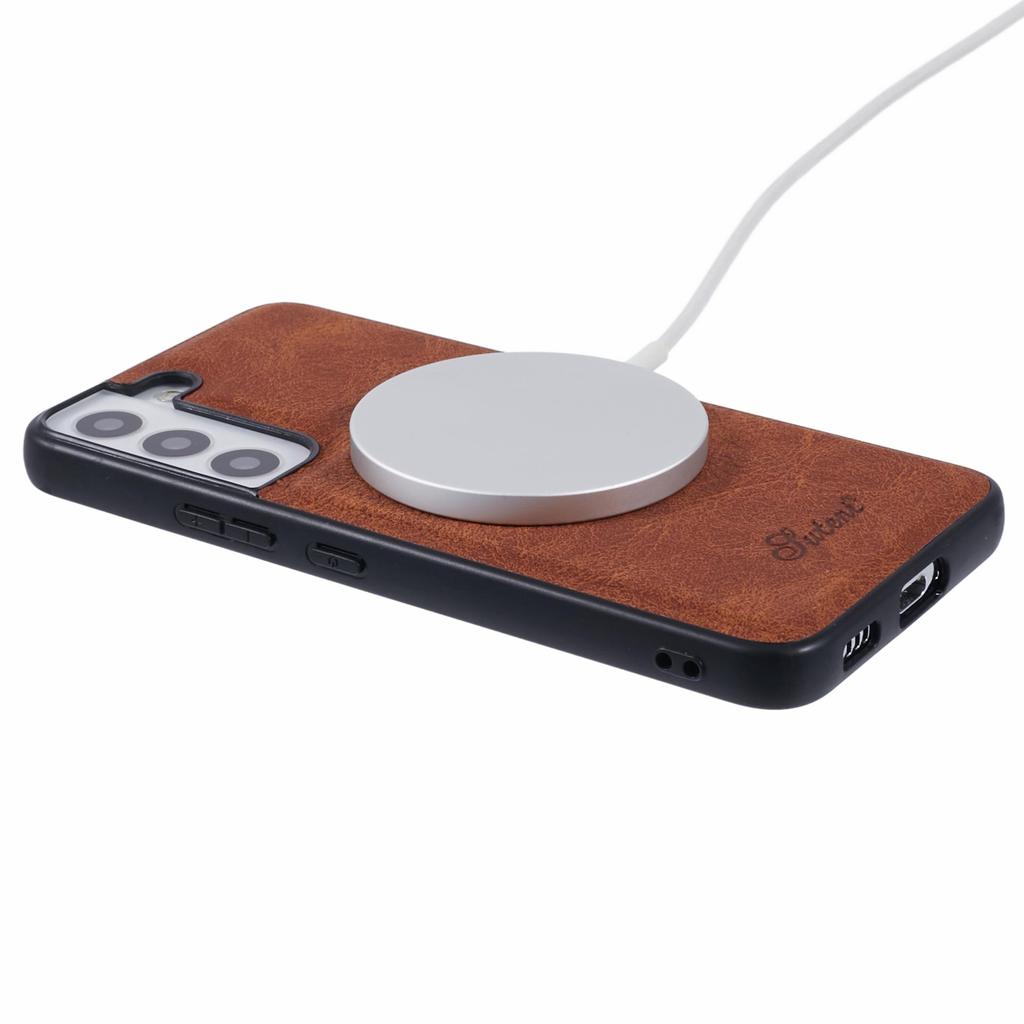 SUTENI H17 For Samsung Galaxy S22 5G Magnetic Case Card Slots Leather+TPU Kickstand Phone Cover