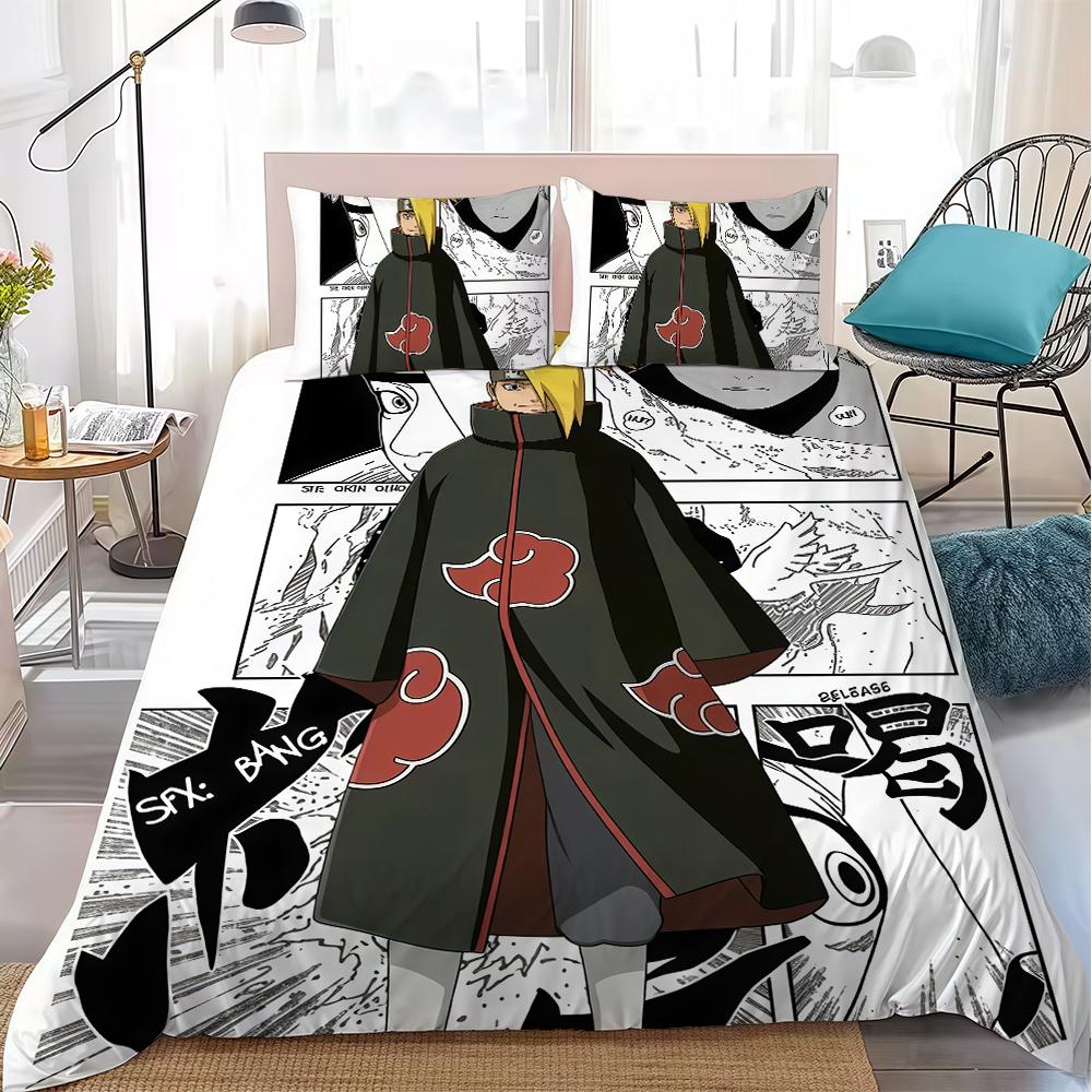 N-NarutoS Japanese Duvet Cover Set Home Style Bedding Soft Laundry Cotton Bed 3 Piece Set Student Dormitory Gift
