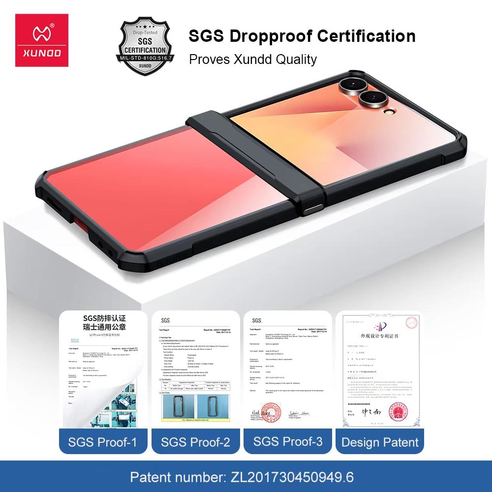 XUNDD For Samsung Galaxy Z Flip 7 Case Airbag Shockproof Bumper Protective Cases Transparent Back Cover Luxury Casing With Magnetic Ring