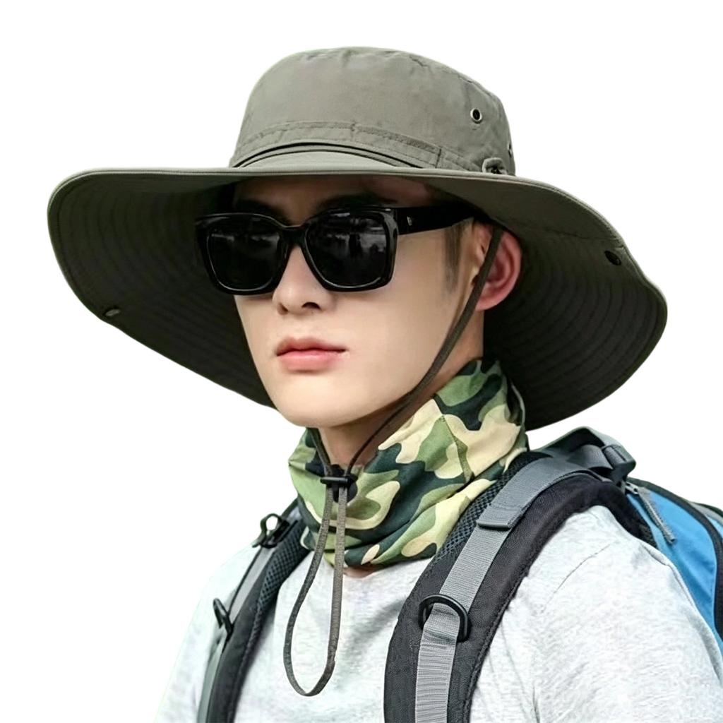 Wide Brim Outdoor Fishing Hat for Men Sun Protection Large Brim Casual Bucket Hat Breathable Lightweight Design for Hiking Camping Gardening