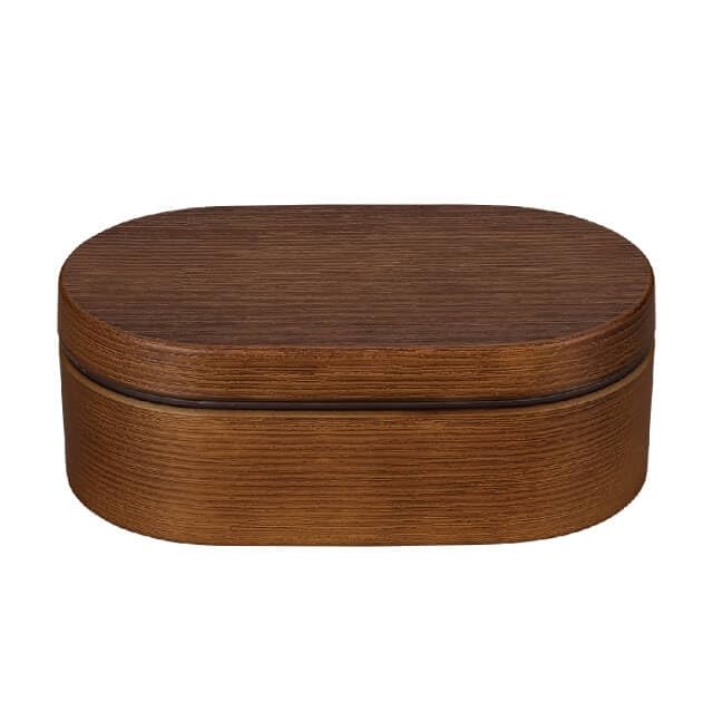 Masakazu Lunch Wood Grain Oval W10 79721 Rice-Resistant Box, (CC), Brown, Size Approx. D17.5 H6.5