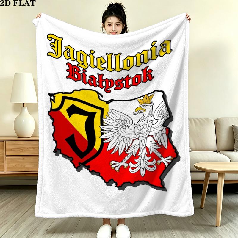 Jagiellonia Biaystok Print Flanelldecke, Hohe Qualität, Bequem für alle Jahreszeiten, Heimdekoration, Wärme und Komfort, Perfekt für Weihnachtsgeschenke