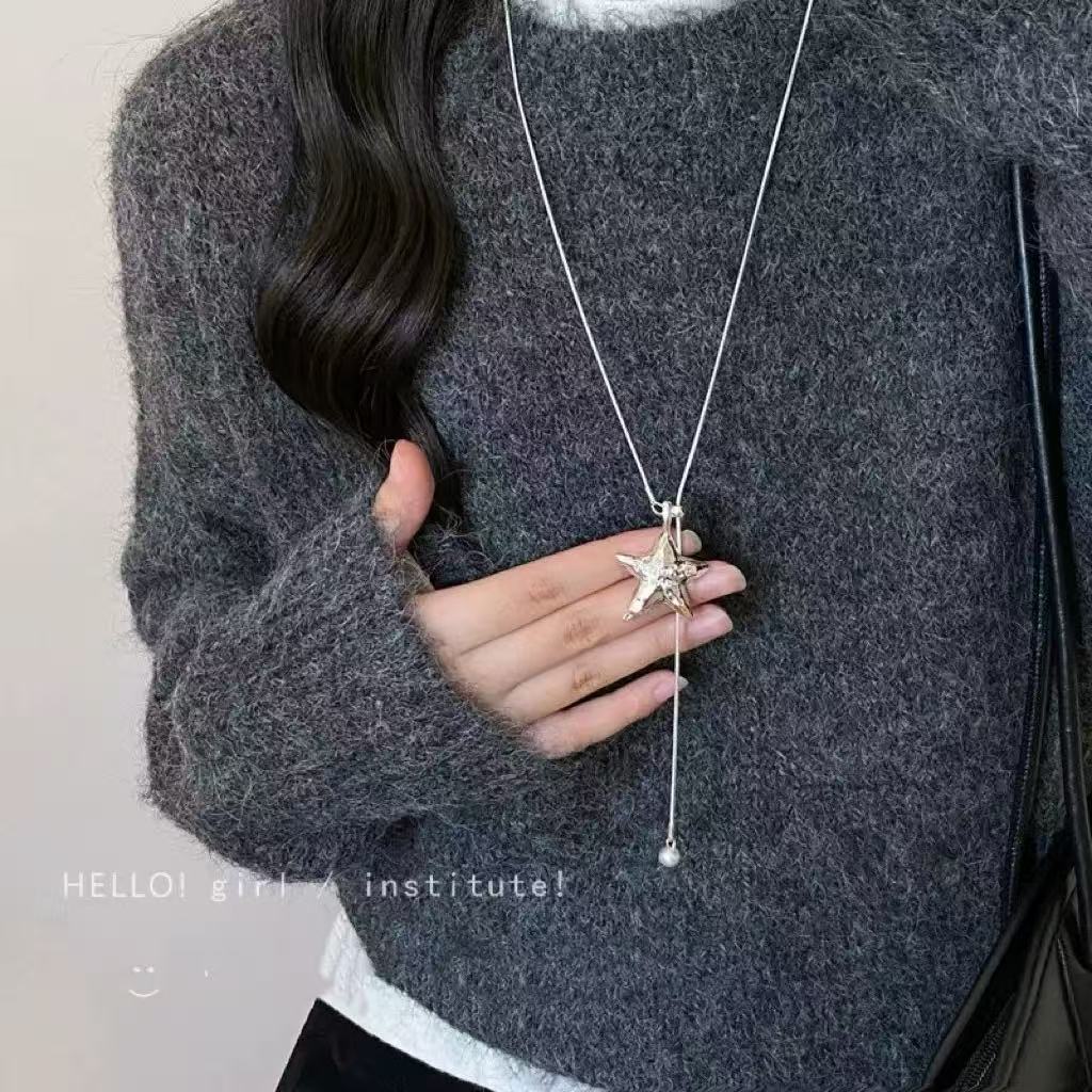 Premium Sense Original Homemade, Korean Version Ins Ocean Patrick Star Long Necklace Niche Retro Adjustable Sweater Chain