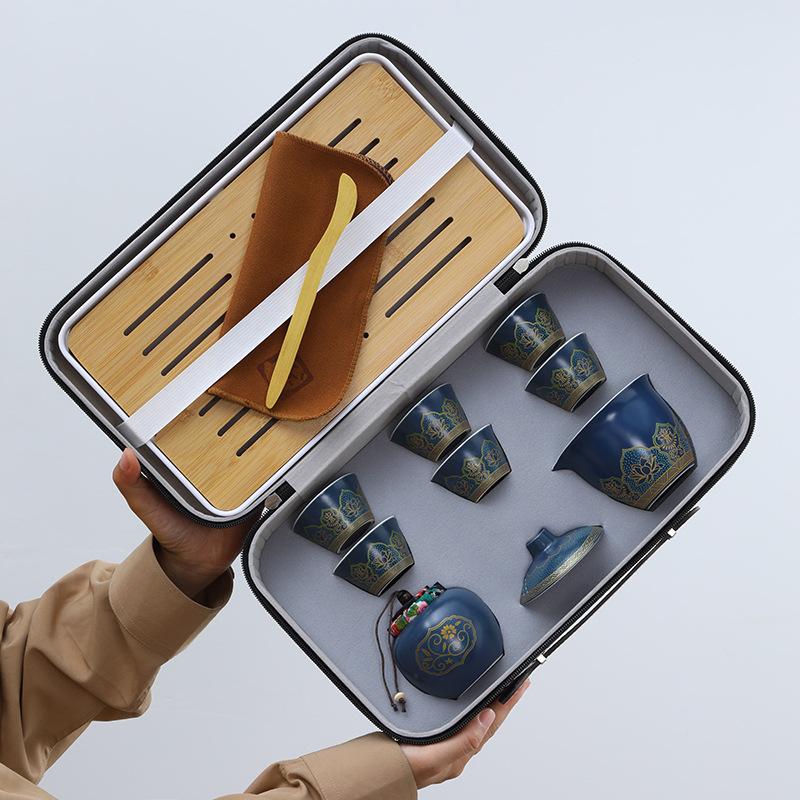 

Travel tea set One pot Three cups Kuaike cup Portable Kung Fu tea set Small set Office teapot Tea cup