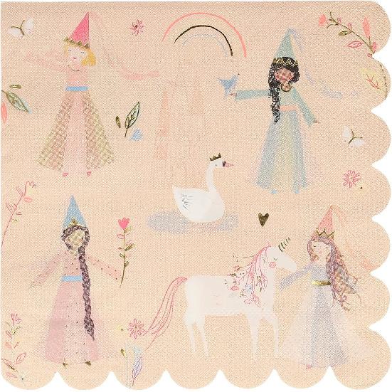 Meri Meri Large Princess Napk (Pack of 16), Thick & Absorbent 3-Ply Paper Napk, Disposable