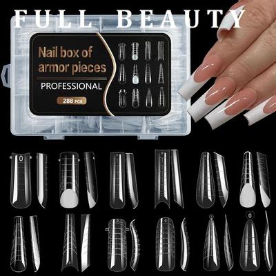 288PCS/ Box 3D Quick Building Mold Tips Nail Extension Gel False Nail Dual Forms Finger Extension Tool