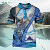 3D Visserij Print Polo Zomer Buiten Sport Polo Korte Mouw Mode Casual Heren Polo T-shirt Retro
