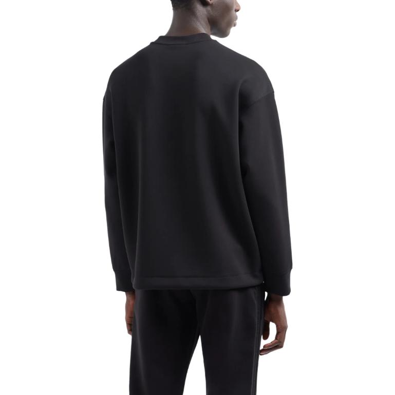 Emporio Armani FW24 Solid Color Letter Logo Embroidered Loose Fit Crew Neck Long Sleeve Sweatshirt Men sweatshirt Black 6D1MC1-1JRRZ-0999