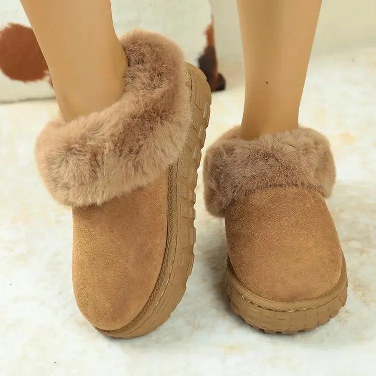 

Fashion Women s Thick Bottom Fur Lined Winter Snow Boots Rubber Upgraded Version Warm Cotton Shoes Leather And Fur Integrated Bread Cott 36 хаки