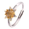 S925 Sterling Silver Natural Color Treasure Citrine Ring Sun Live Daily Light Luxury Lucky Women'S Open Ring