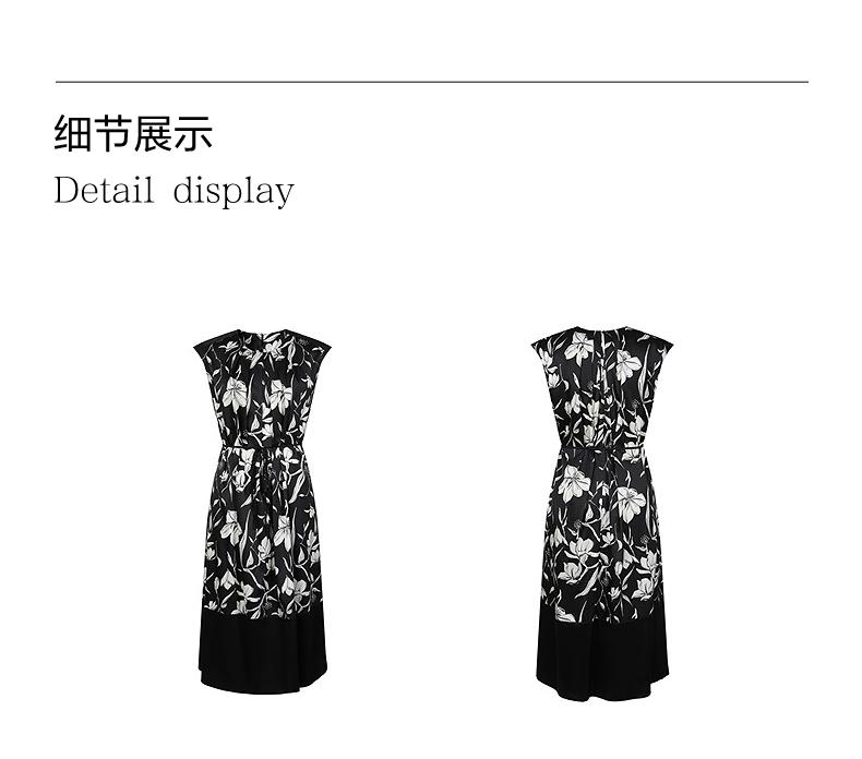 Jiuzi Anna Kou Elegant, Light, Mature, Artistic Flower Sleeveless Silk Waist Dress for Women 2025 Summer New Style