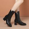 2024 Hot Sale Mid-Calf Women's Boots  Shoes Female Elegant Modern Boots Women Round Toe High Heels Buttons Side Zip Shoes Women