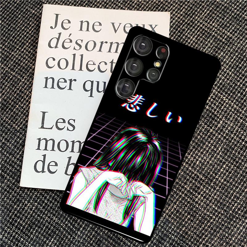 Sad Girl Japanese Anime Case For Samsung Galaxy S26 S24 S25 Ultra S20 S21 S22 S23 Ultra S10 Plus S25 FE Back Cover Galaxy S10