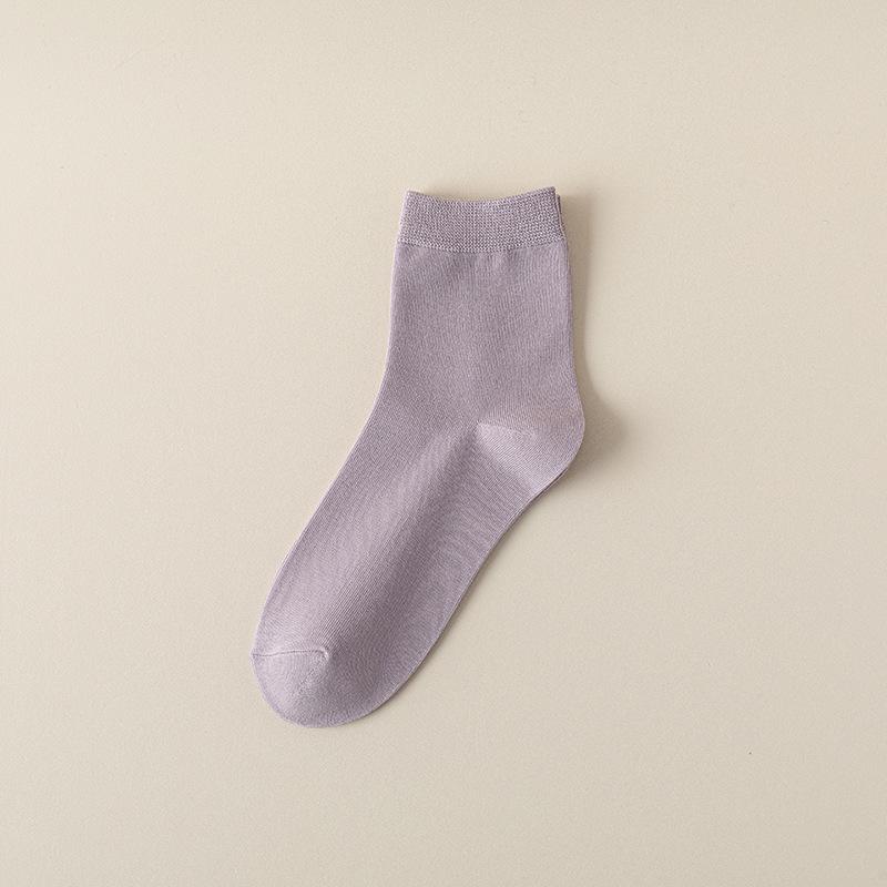 Women's Autumn Pure Color All Purpose Breathable Boneless Cotton Socks