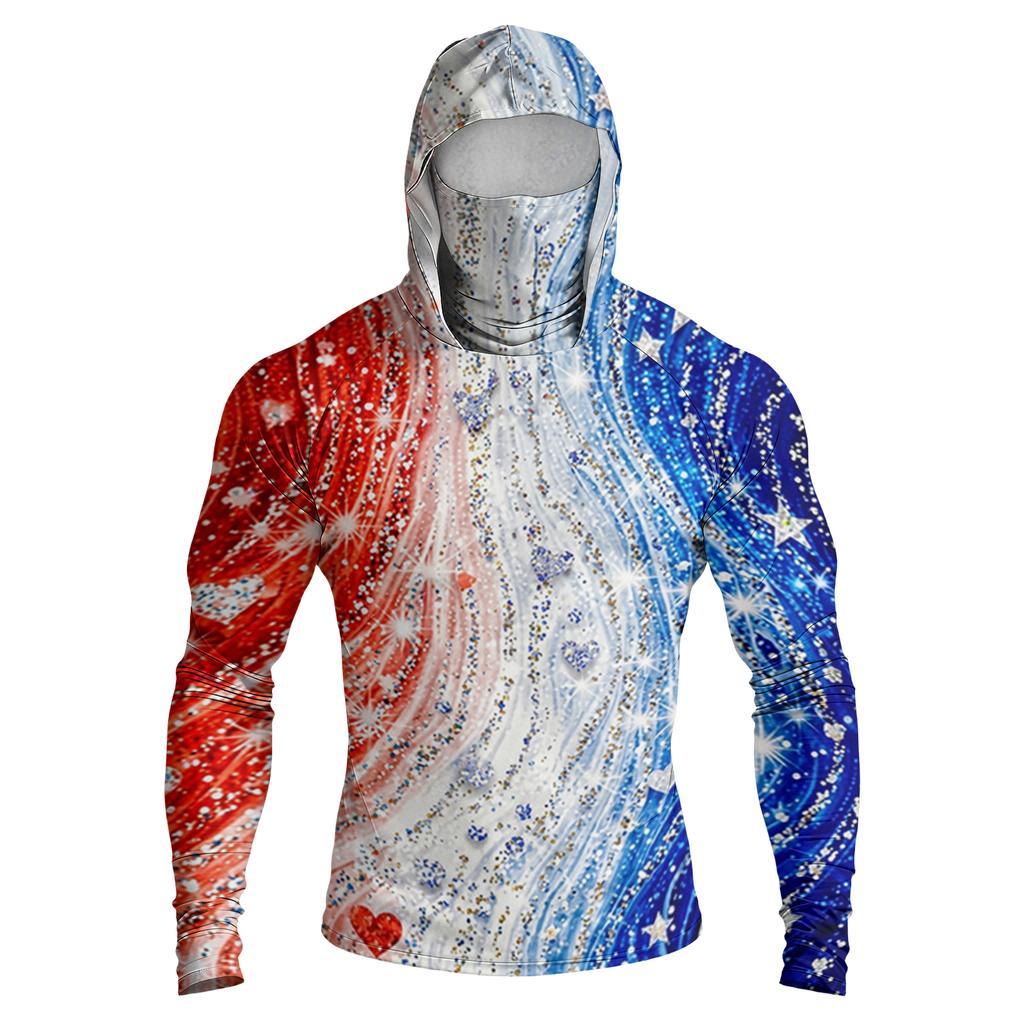 Men's Casual Raglan Sleeve Hoodie Long Sleeve Sun Protection Shirt Lightweight Breathable Outdoor Sportswear with Graphic Print