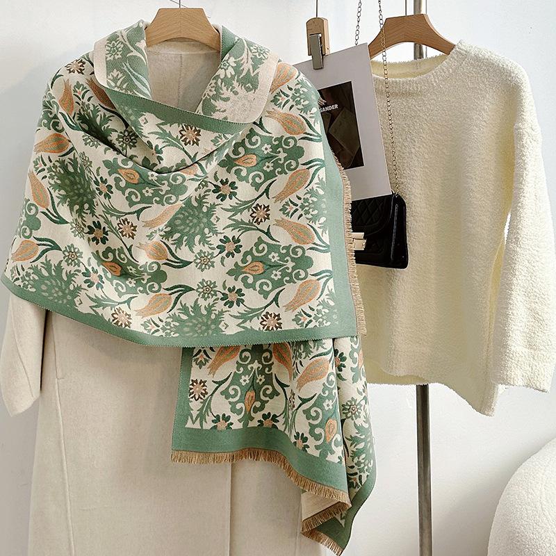 Women's Korean Style Cashew-Patterned Winter Scarf Shawl