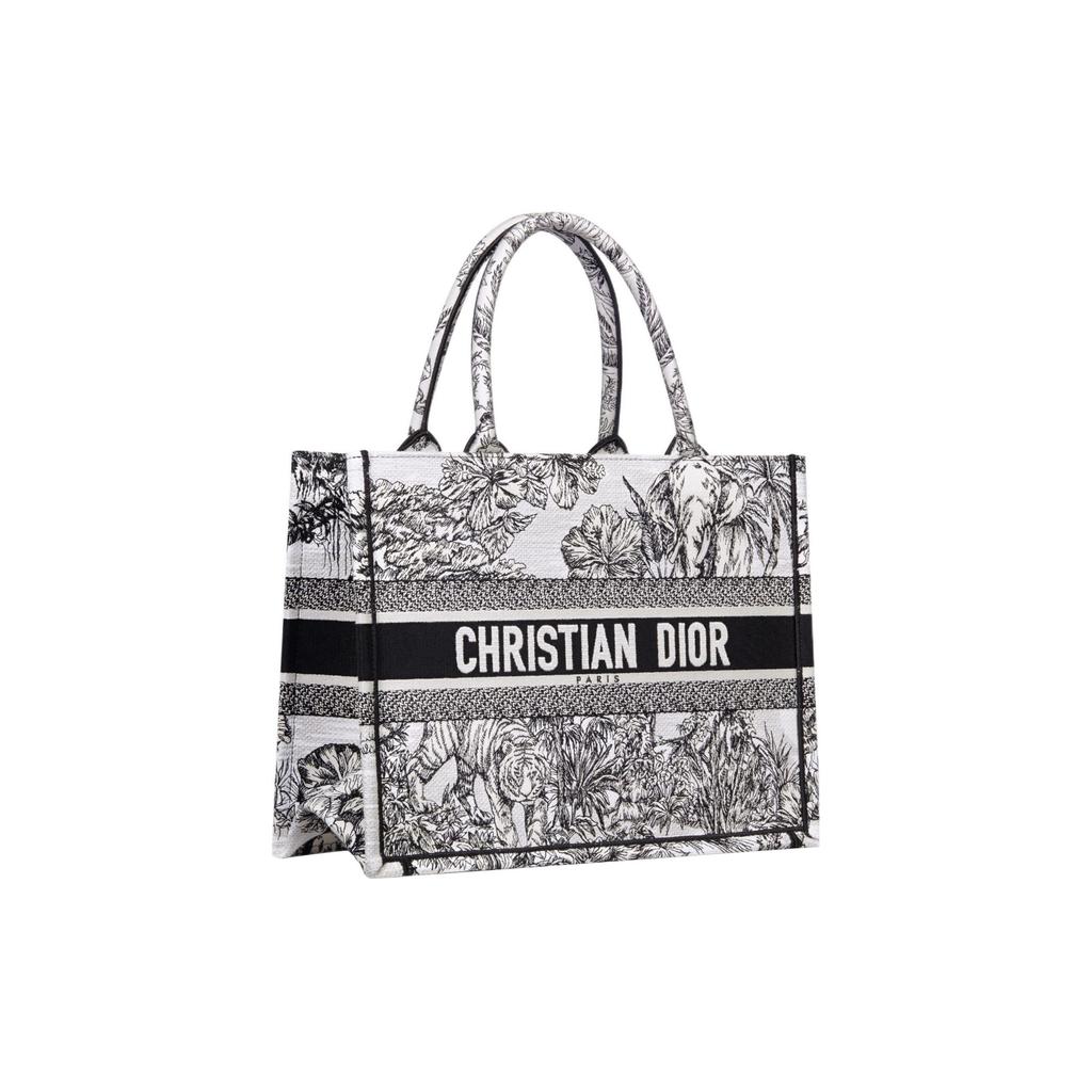 Dior BookTote Embroidery Tote Bag, Shopping Bag, Handbag Medium Women's Black/White M1296ZEUP-M041
