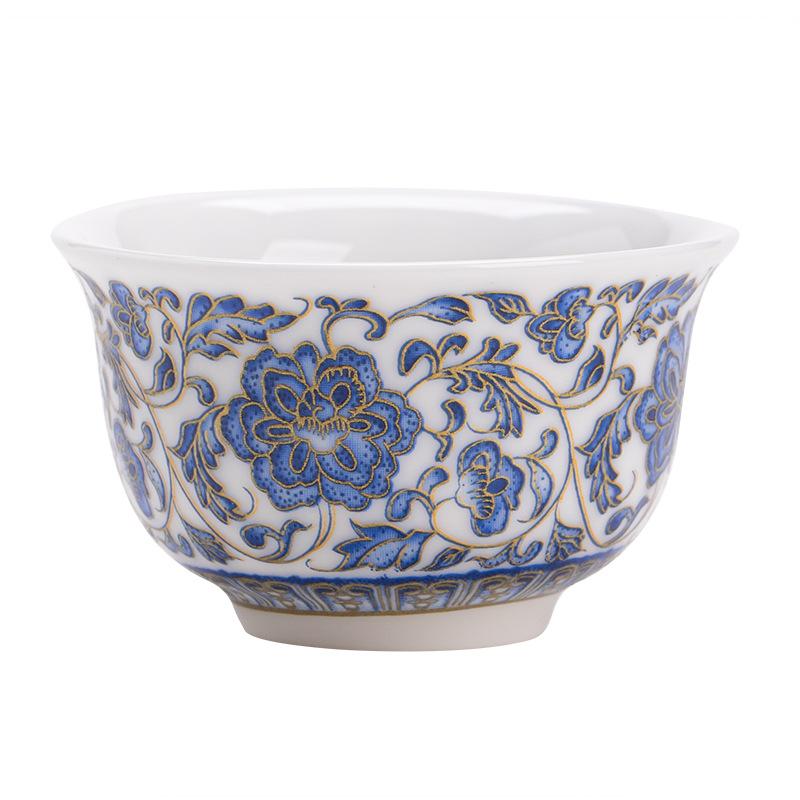 

Tea cup blue and white porcelain master entangled lotus household high-end teacup pressure cup ceramic light luxury 60ml