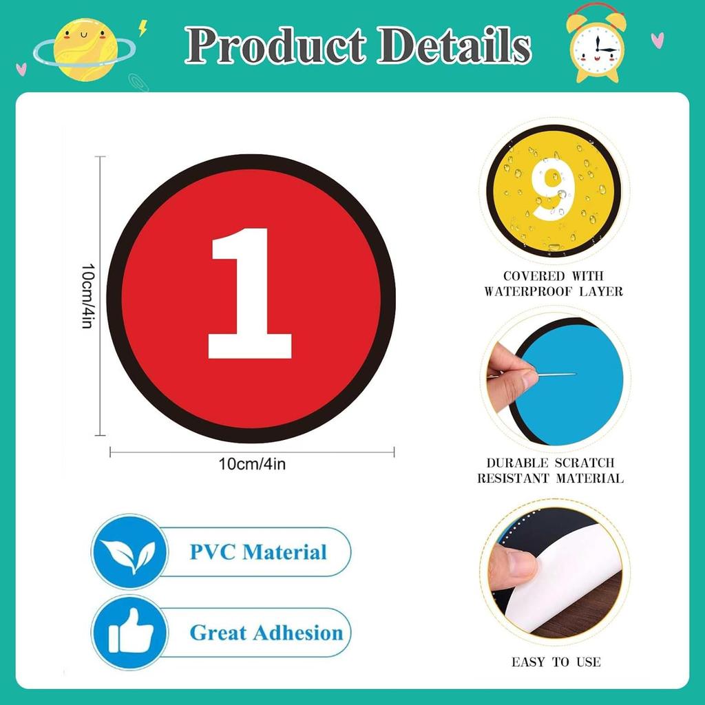 Floor Number Stickers for Classroom Lining up - 36PCS Line up Spots for Classroom Floor Stickers Dots Floors Numbers Decals for Back to School
