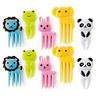 Animal Farm Fruit Fork Mini Cartoon Children Snack Cake Dessert Food Fruit Pick Toothpick Bento Lunches Party Decor Random Color