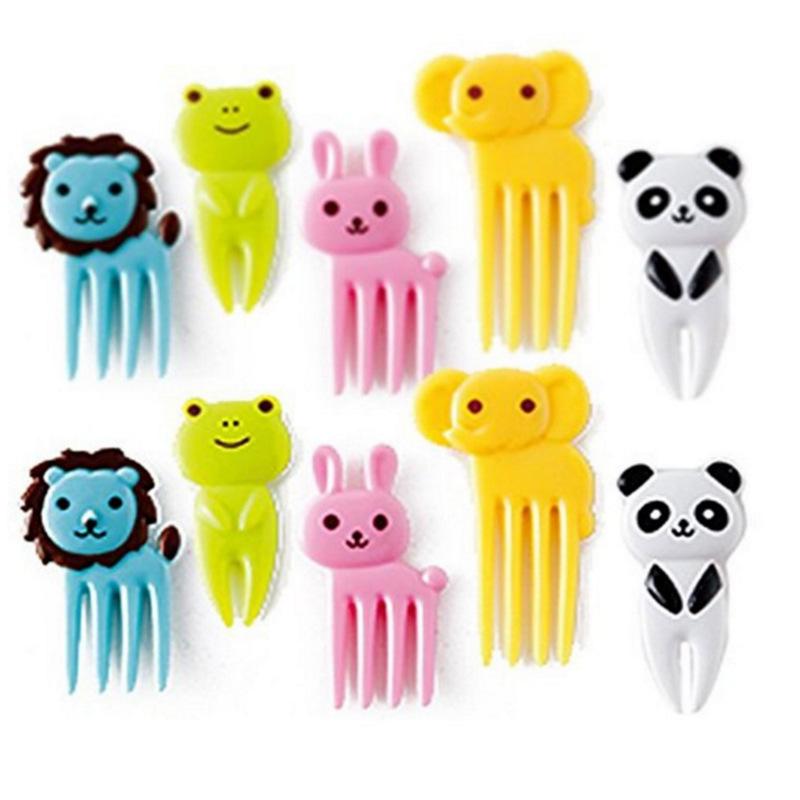 Animal Farm Fruit Fork Mini Cartoon Children Snack Cake Dessert Food Fruit Pick Toothpick Bento Lunches Party Decor Random Color