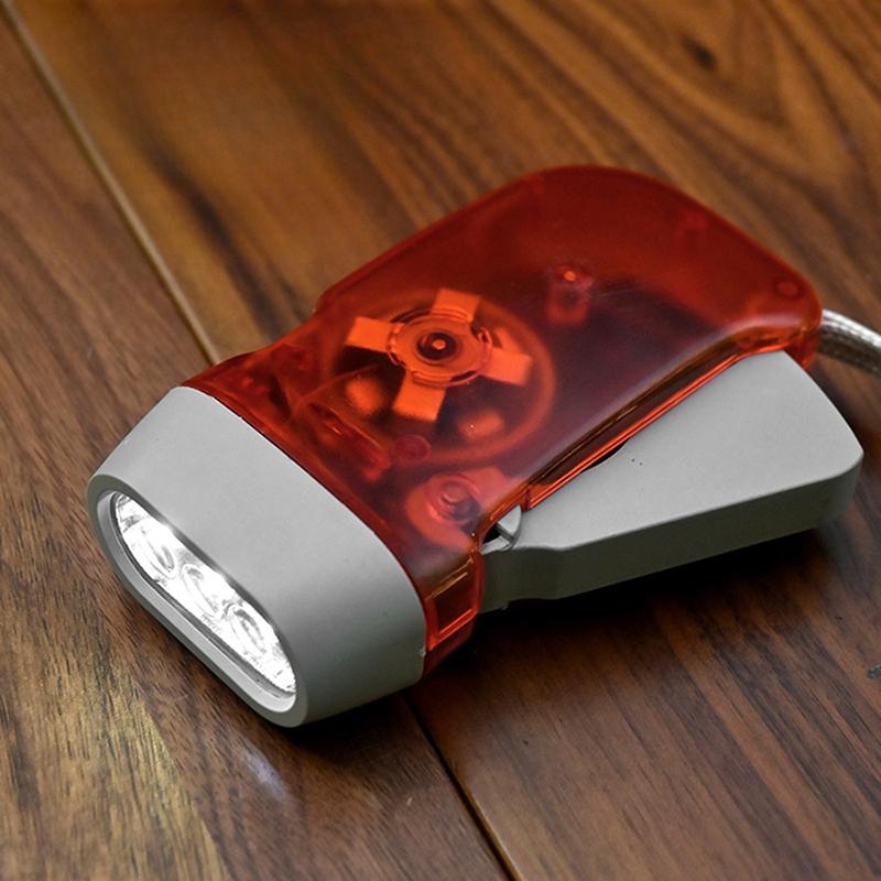Sell Outdoor Led Manual Pressure Generator Crank Flashlight No Battery Flashlight Camping Light Lamp Emergency Survival Tool