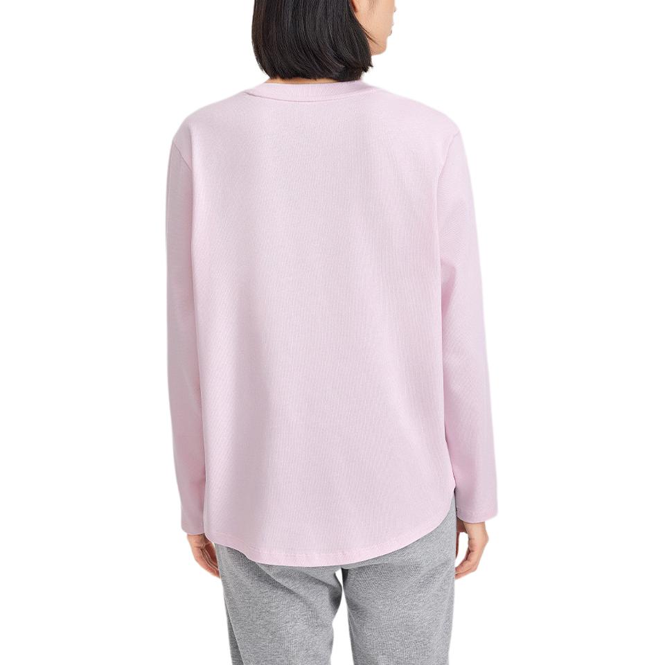 Skechers Loose Comfortable Pure Cotton Dopamine Long Sleeve T-Shirt Women Tops Light-Purple Pink L324W088-00EJ