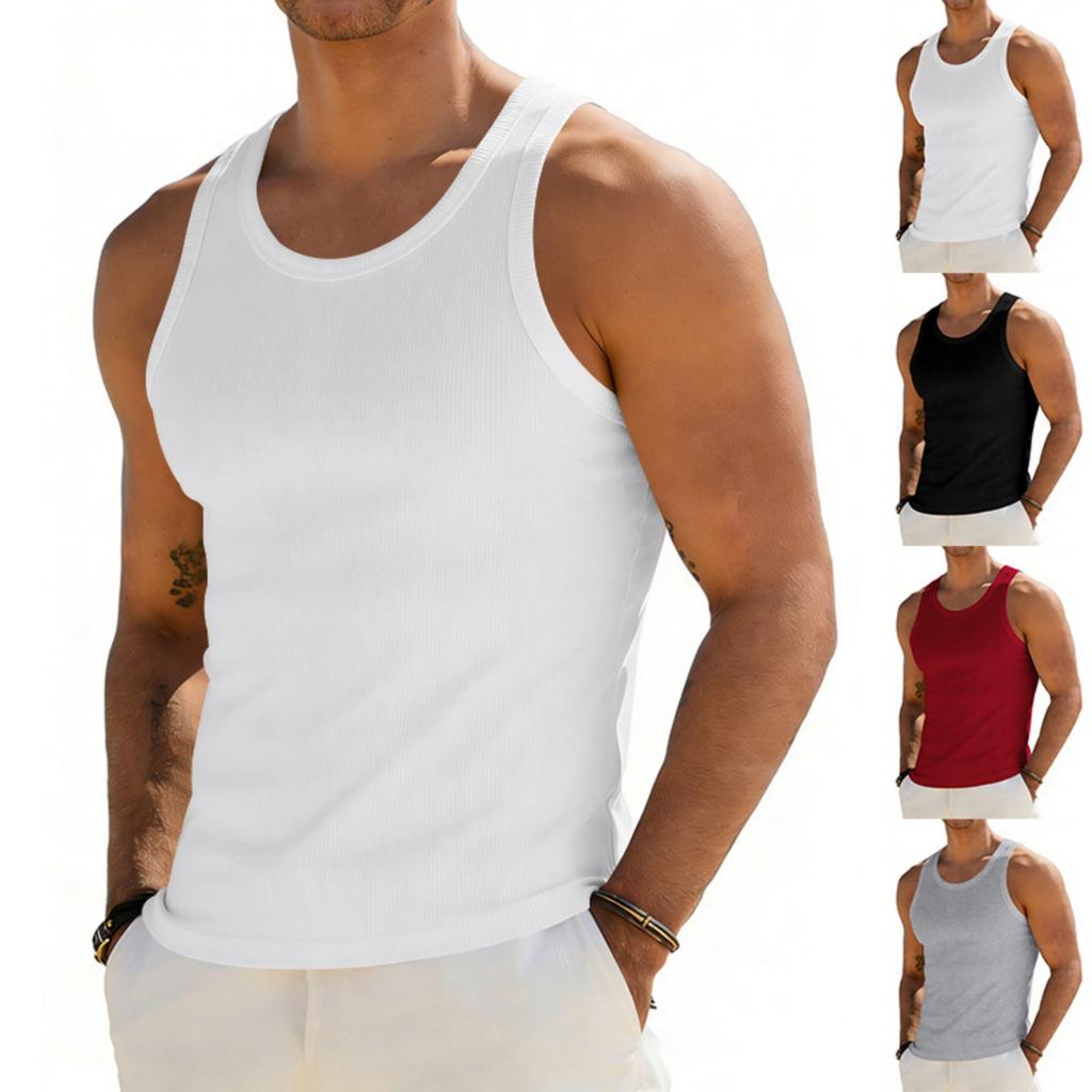 Herren Freizeit Gestreiftes Stretch Sport Tanktop Feuchtigkeitsableitend Schnelltrocknend Atmungsaktiv Basisschicht Fitnessstudio Weste für Sporttraining