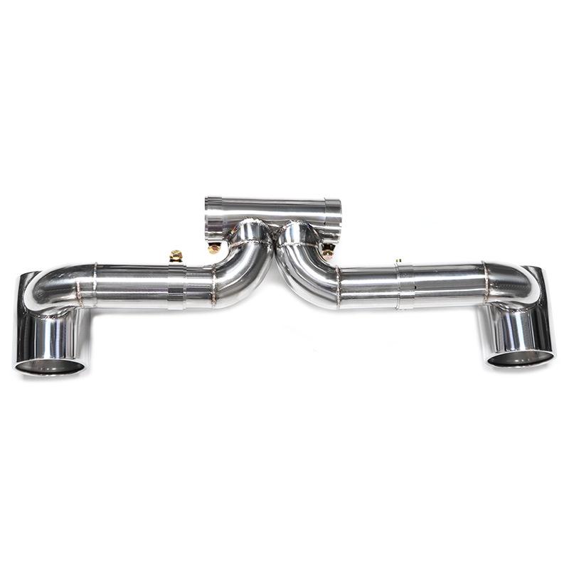 Ulepszenie Porsche 718 GT4: Podwójny wydech ze stali nierdzewnej z tłumikiem i czarnymi końcówkami