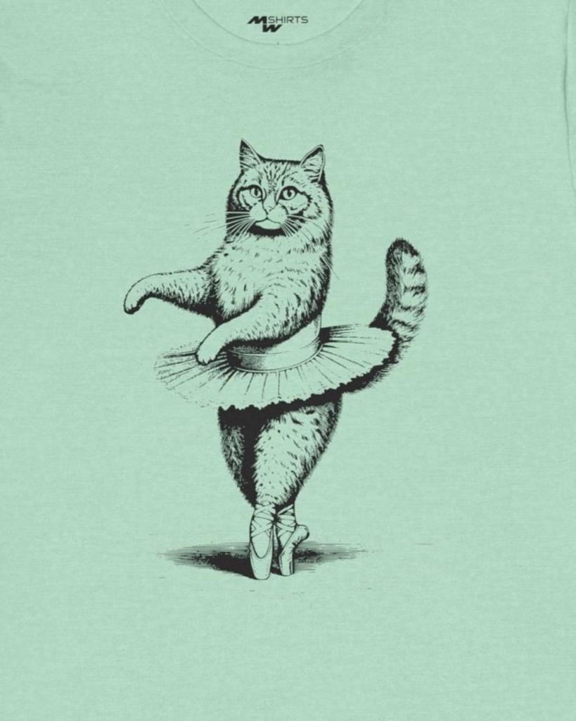 Ballet Cat T-Shirt - Vintage Engraving Style Dancing Kitty Gift