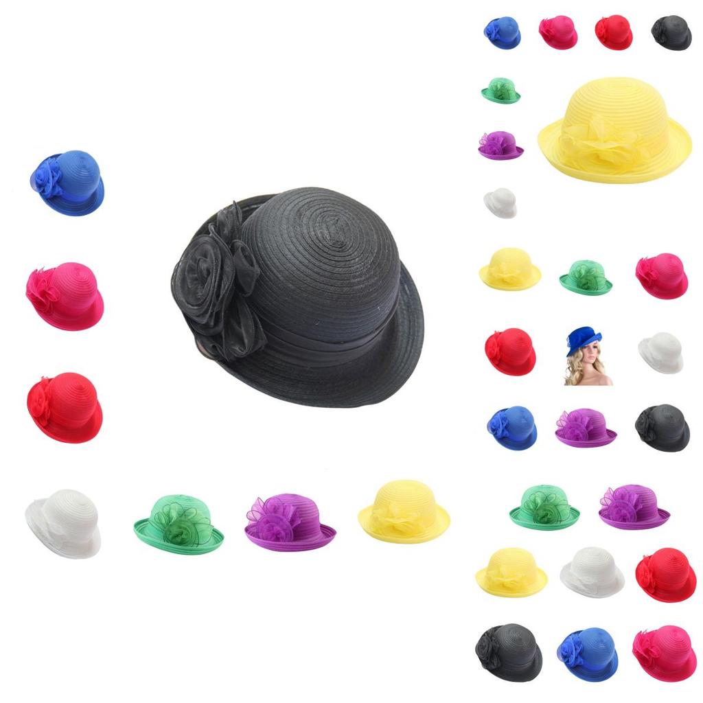 Classic Womens Derby Tea Party Organza Bowler Sun Hat With Vintage Flair