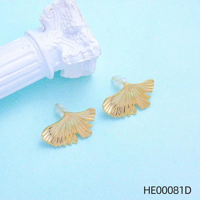 

CARLIDANA Geometric Gold Plated Half Round Fan Round Fire White Natural Stone Opal Stud Earrings for Girls Women Jewelry