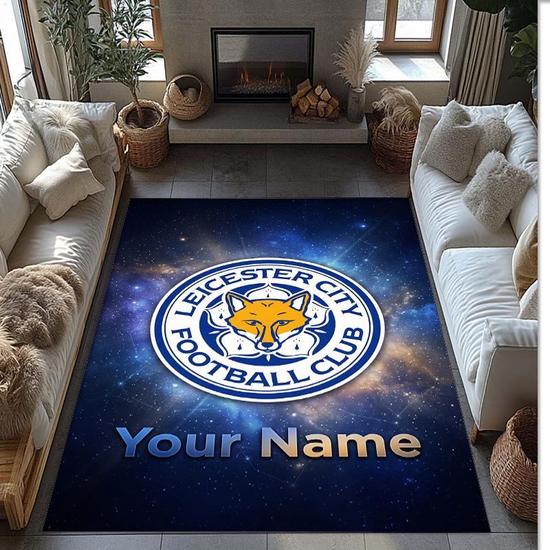 Leicester City Printed Crystal Velvet Rug Non‑Slip Crystal Velvet Carpet For Sofa Bedroom Indoor Home Decoration