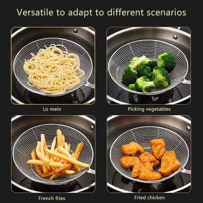 Skimmer Slotted Spoon Stainless Steel Heat-Resistant Handle Fryer Basket Skimming Ladle Cooking Skimmers Round Frying Colander