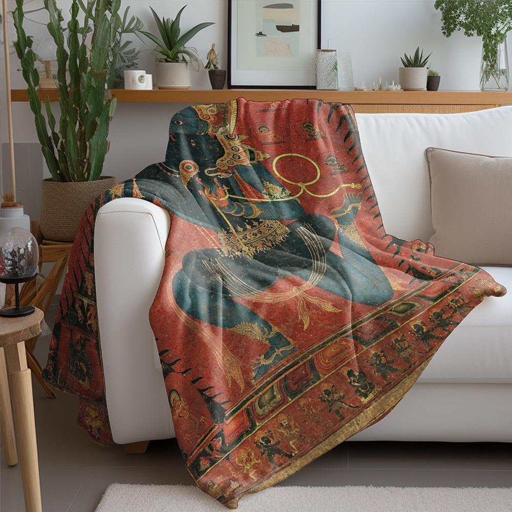 Black Dragon Carpet Blanket Chinese Mythology Bed Throw Demon King Blanket Dark Red Floor Covering Unique Gift