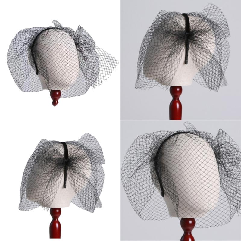Birdcage Wedding Veil Hairband for Bride Half Face Cover Veil Headband Dance Party Elegant Headdress Evening Party Veil