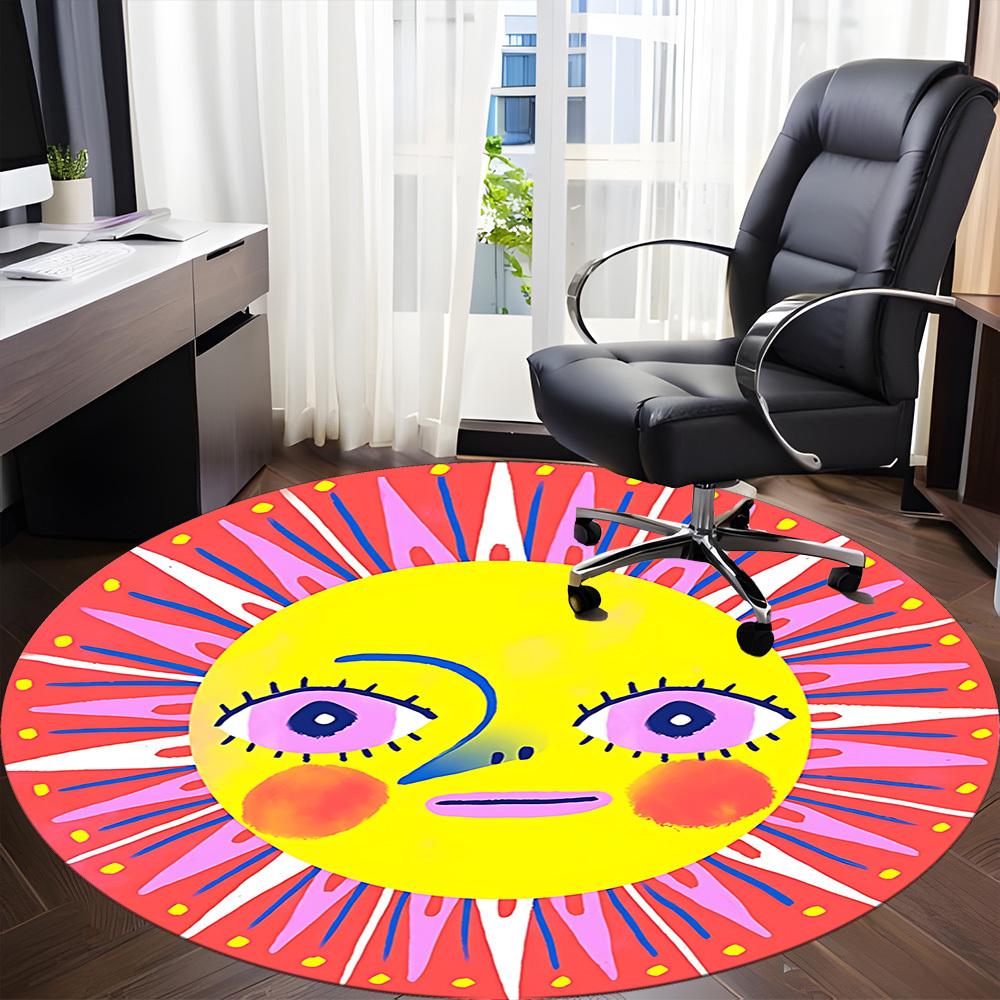 1pc Sunflower, Summer Carpet, Round Non Slip Durable Large Size Office Carpet, Suitable for Office