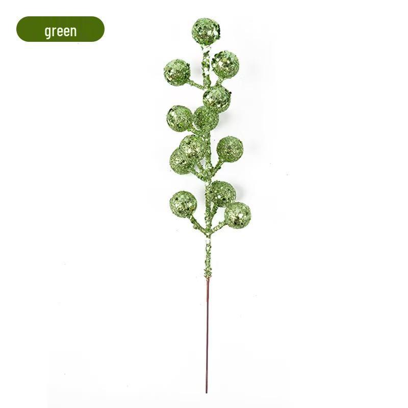 Shiny Christmas Fruit Picks & Glitter Berry Branches for Tree & Wreath Decor